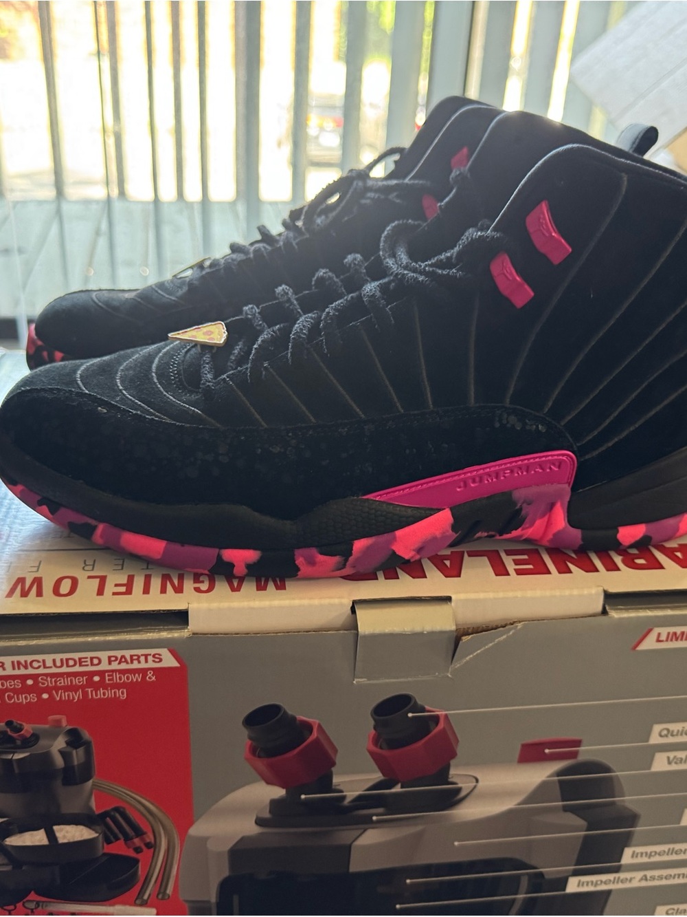 Jordan Men's Black and Pink Athletic Shoes